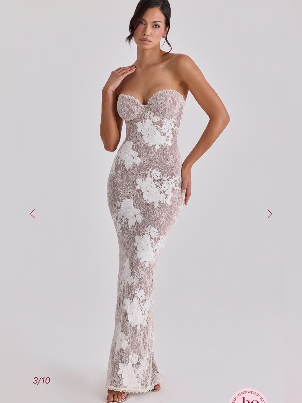 House of CB Lucienne Lace Corset Strapless Gown, XS - Picture 1 of 7
